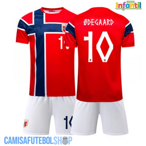 Camisa de time de futebol Noruega Martin Odegaard #10 Replicas 1º Equipamento Infantil Mundo 2026 Manga Curta (+ Calças curtas)